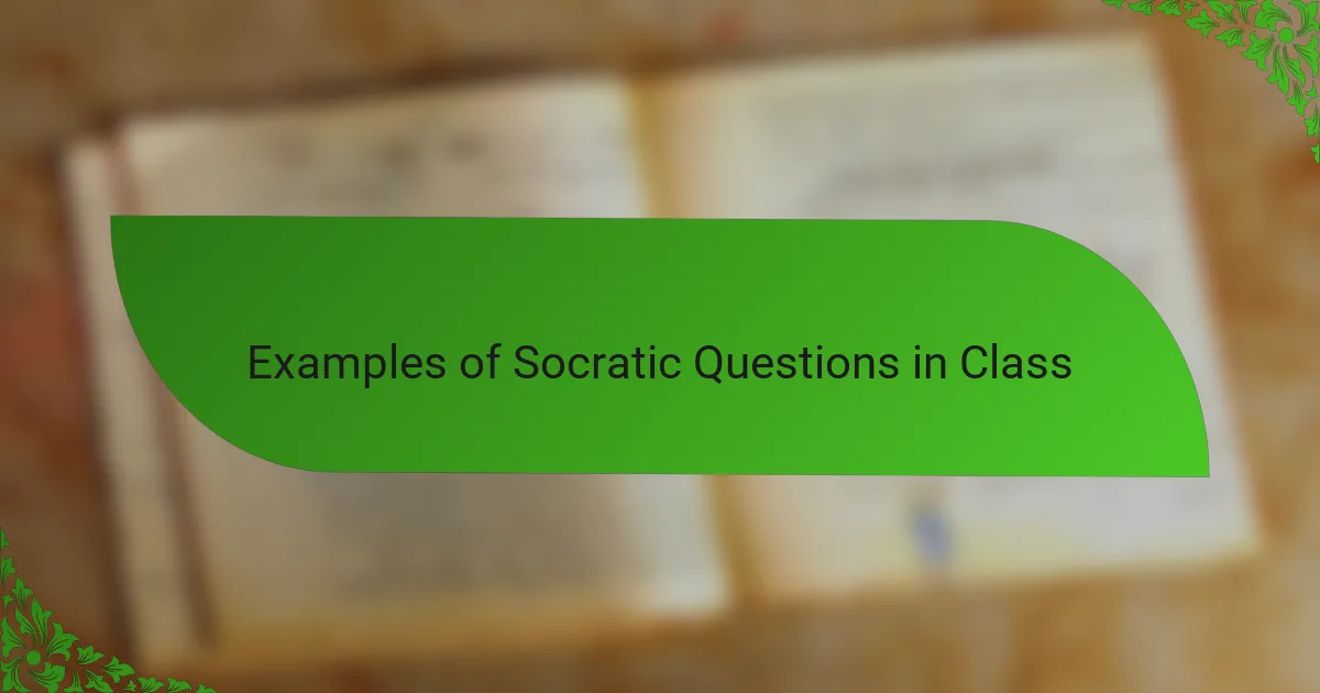 Examples of Socratic Questions in Class