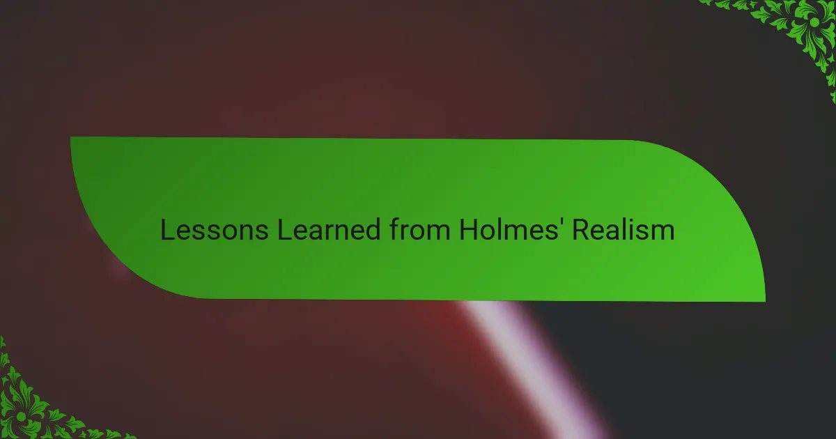 Lessons Learned from Holmes' Realism