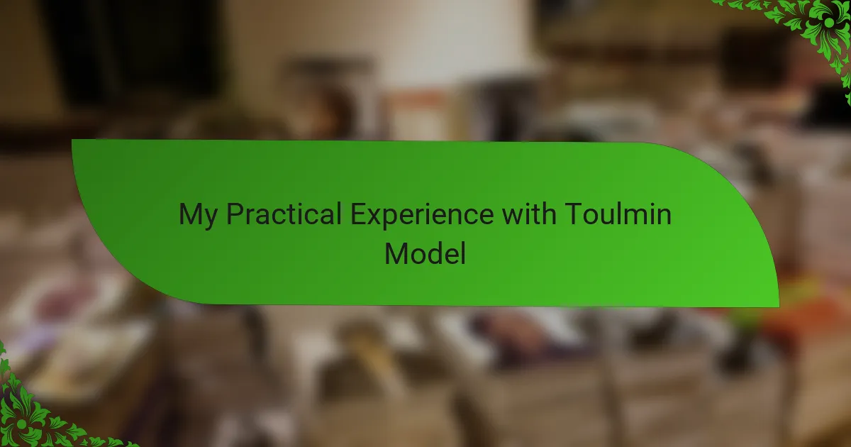 My Practical Experience with Toulmin Model